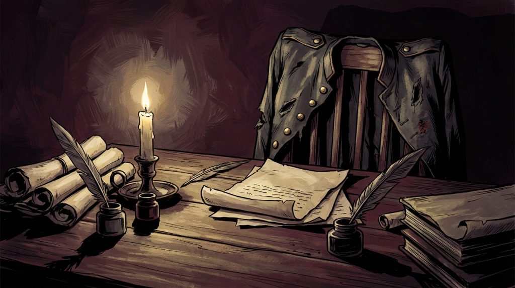 Illustration for the Burr track "The Aide-de-Camp"